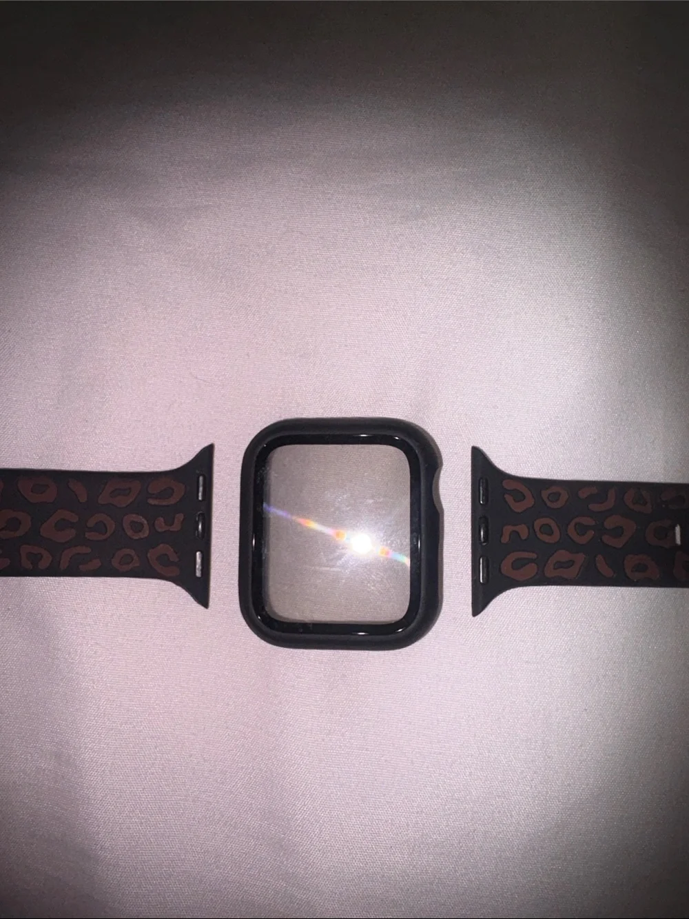 Stylish Leopard Print Silicone Watch Band with Protective Case 40mm